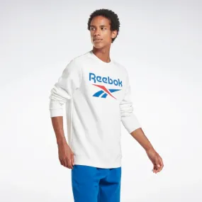 Reebok Identity Fleece Stacked Logo Crew Sweatshirt White