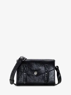 Shimmering Black Leather Cross-body Bag for Women - LeMini Indispensable Eclipse | PAUL MARIUS