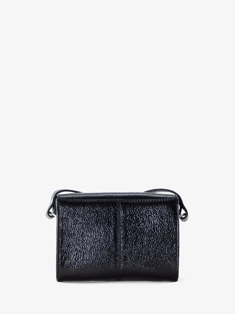 Shimmering Black Leather Cross-body Bag for Women - LeMini Indispensable Eclipse | PAUL MARIUS