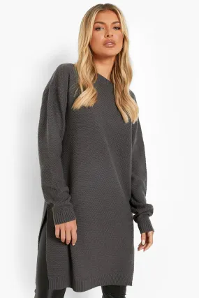 Side Split Moss Stitch Tunic Jumper