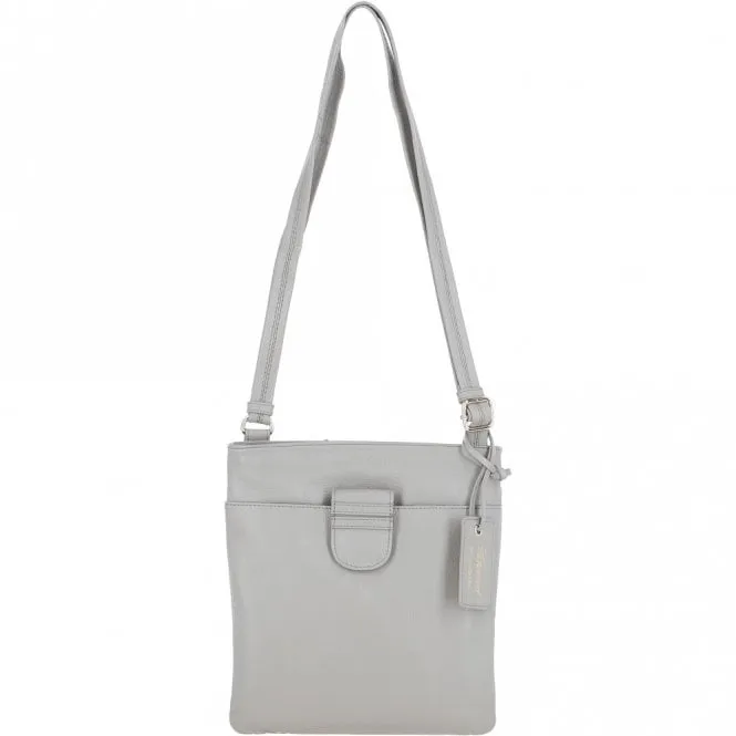 Tab Small Zip Top Leather Cross Body Bag Chalk