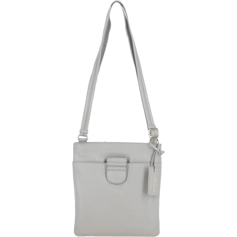 Tab Small Zip Top Leather Cross Body Bag Chalk