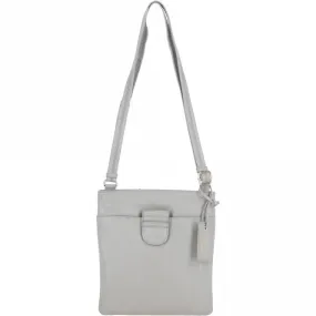 Tab Small Zip Top Leather Cross Body Bag Chalk