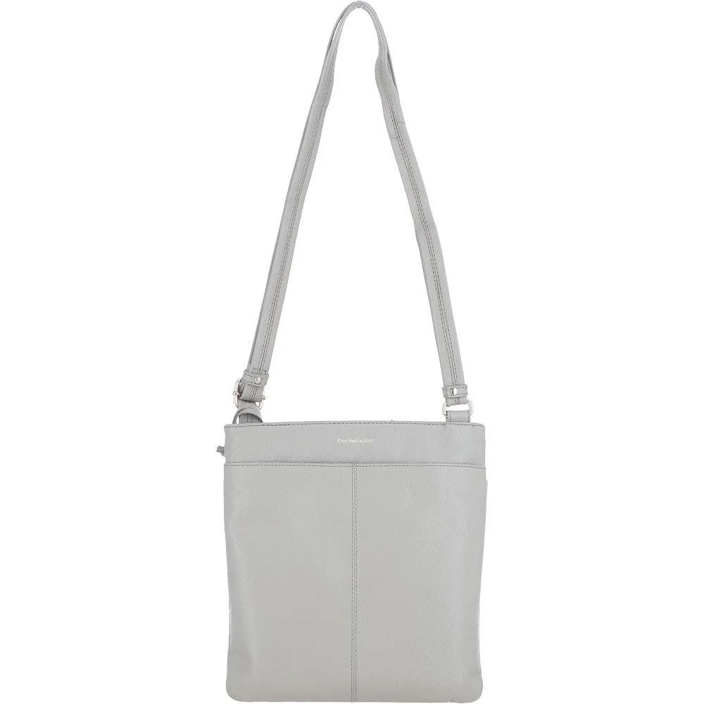 Tab Small Zip Top Leather Cross Body Bag Chalk