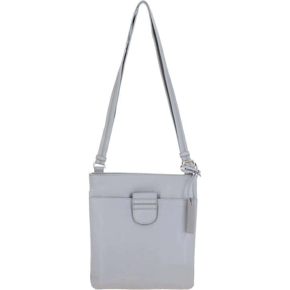 Tab Small Zip Top Leather Cross Body Bag Nude