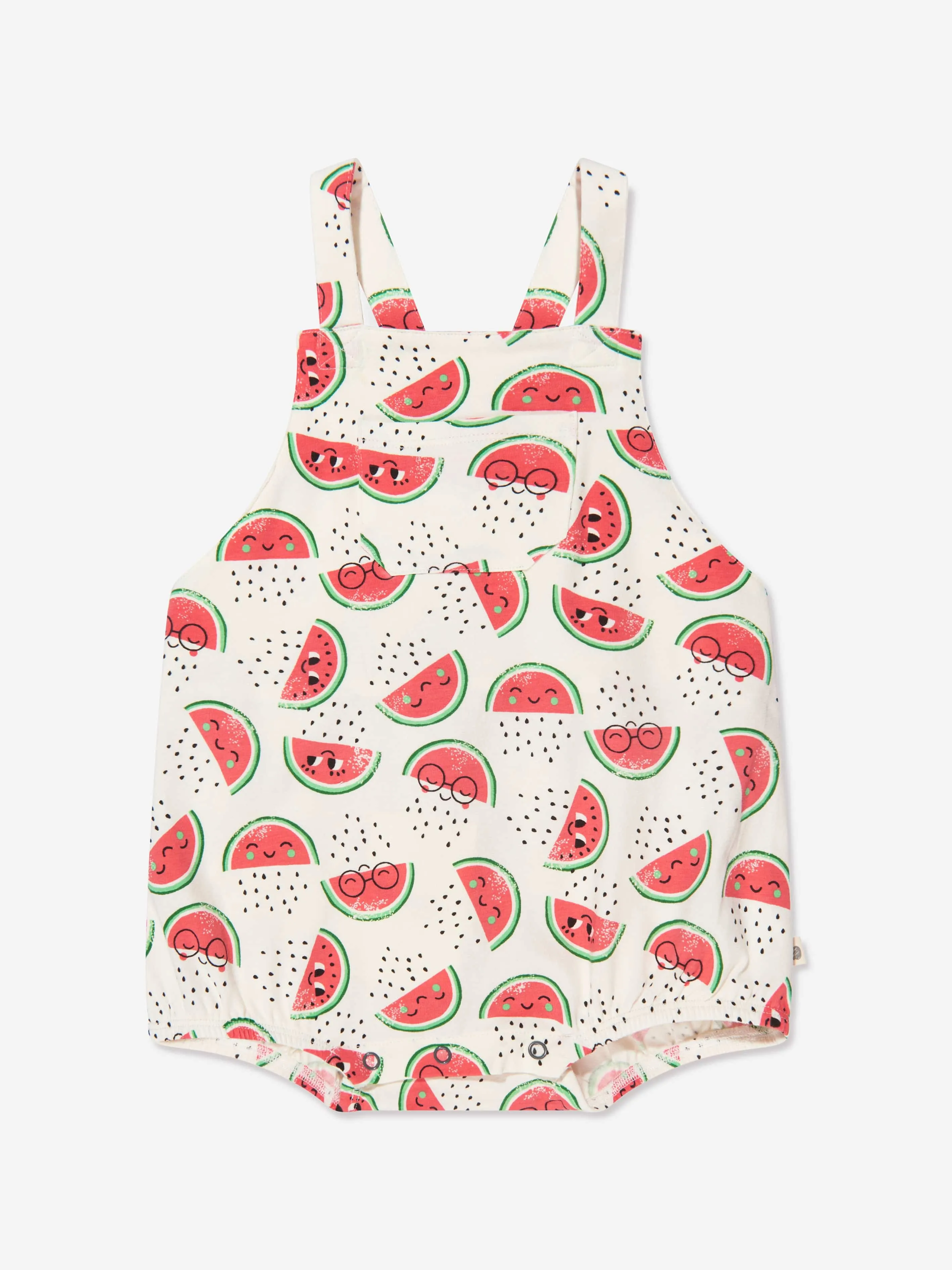 The Bonnie Mob Baby Girls Organic Cotton Watermelon Bubble Romper in I