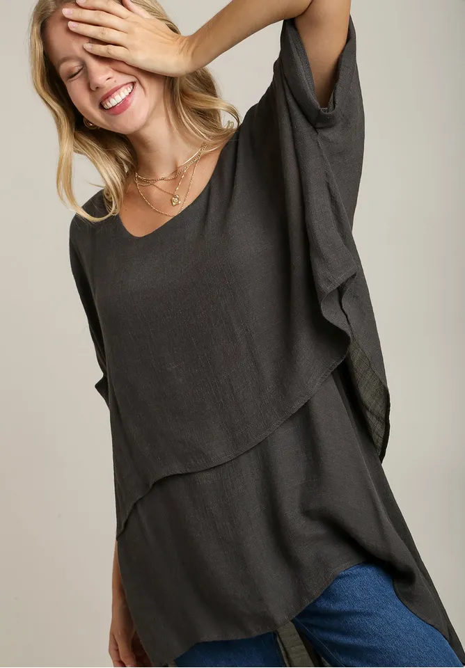 Tiffany Layered Tunic - Charcoal