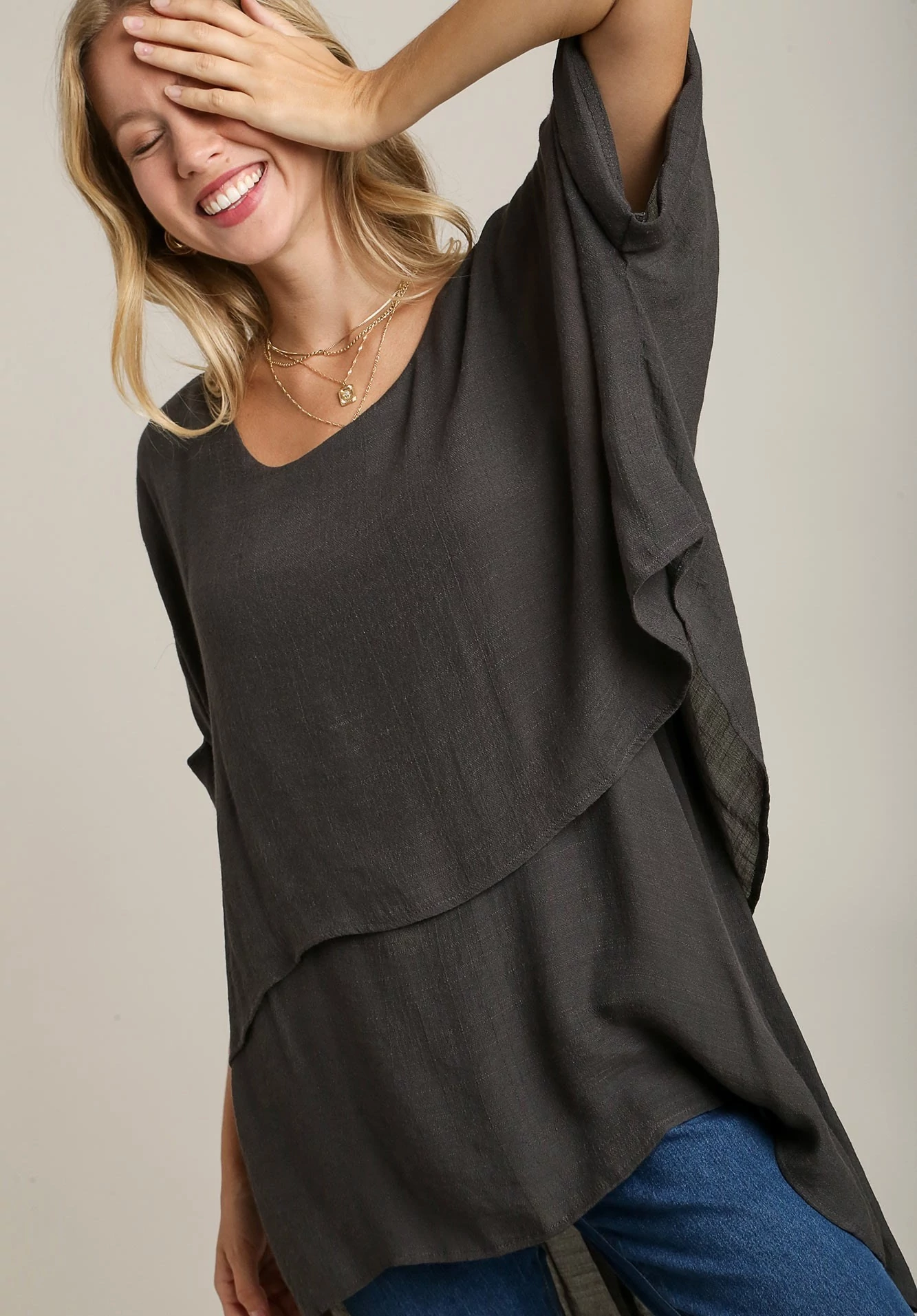 Tiffany Layered Tunic - Charcoal