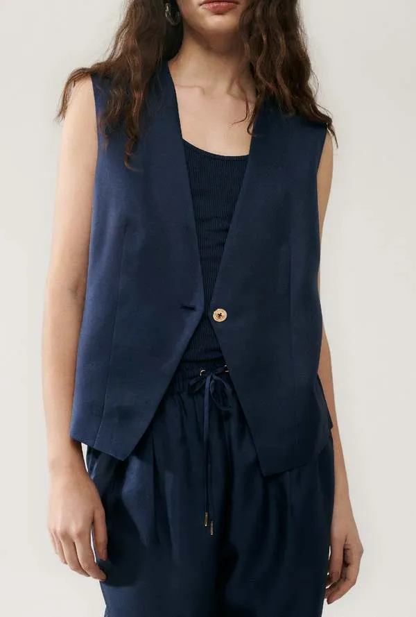 Twill Slouch Vest - Midnight