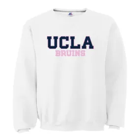 UCLA Neon Pink Fleece White Crew