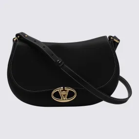 Valentino Garavani Black Leather Ovhal Shoulder Bag