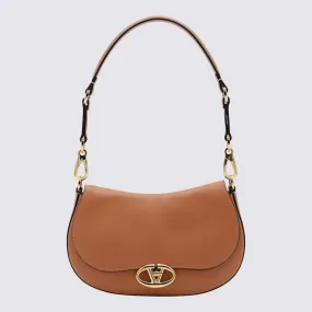 Valentino Garavani Brown Leather Ovhal Shoulder Bag