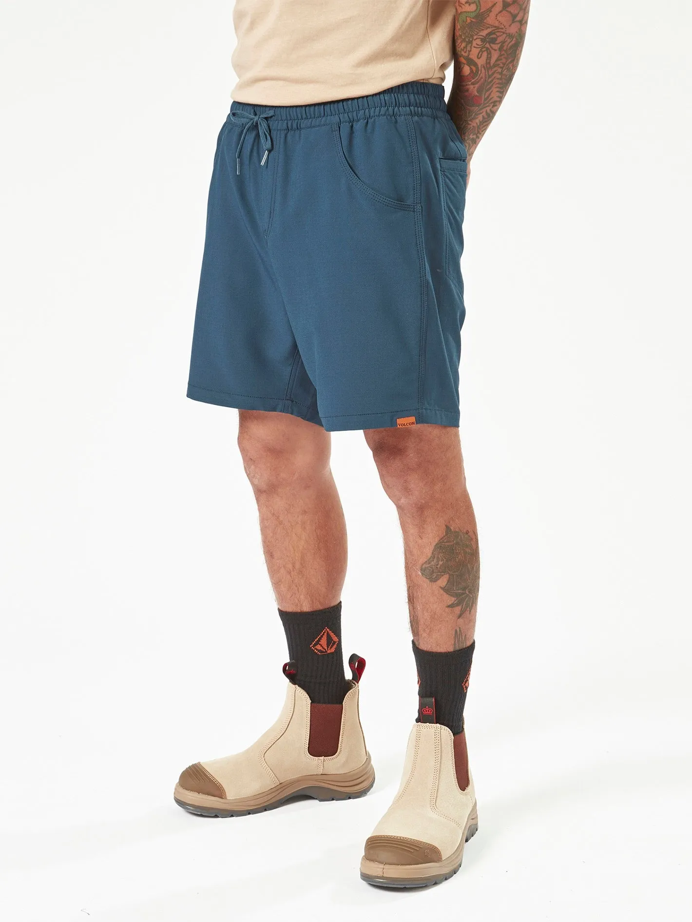 Volcom Workwear Slab Elastic Waist Hybrid Shorts - Navy