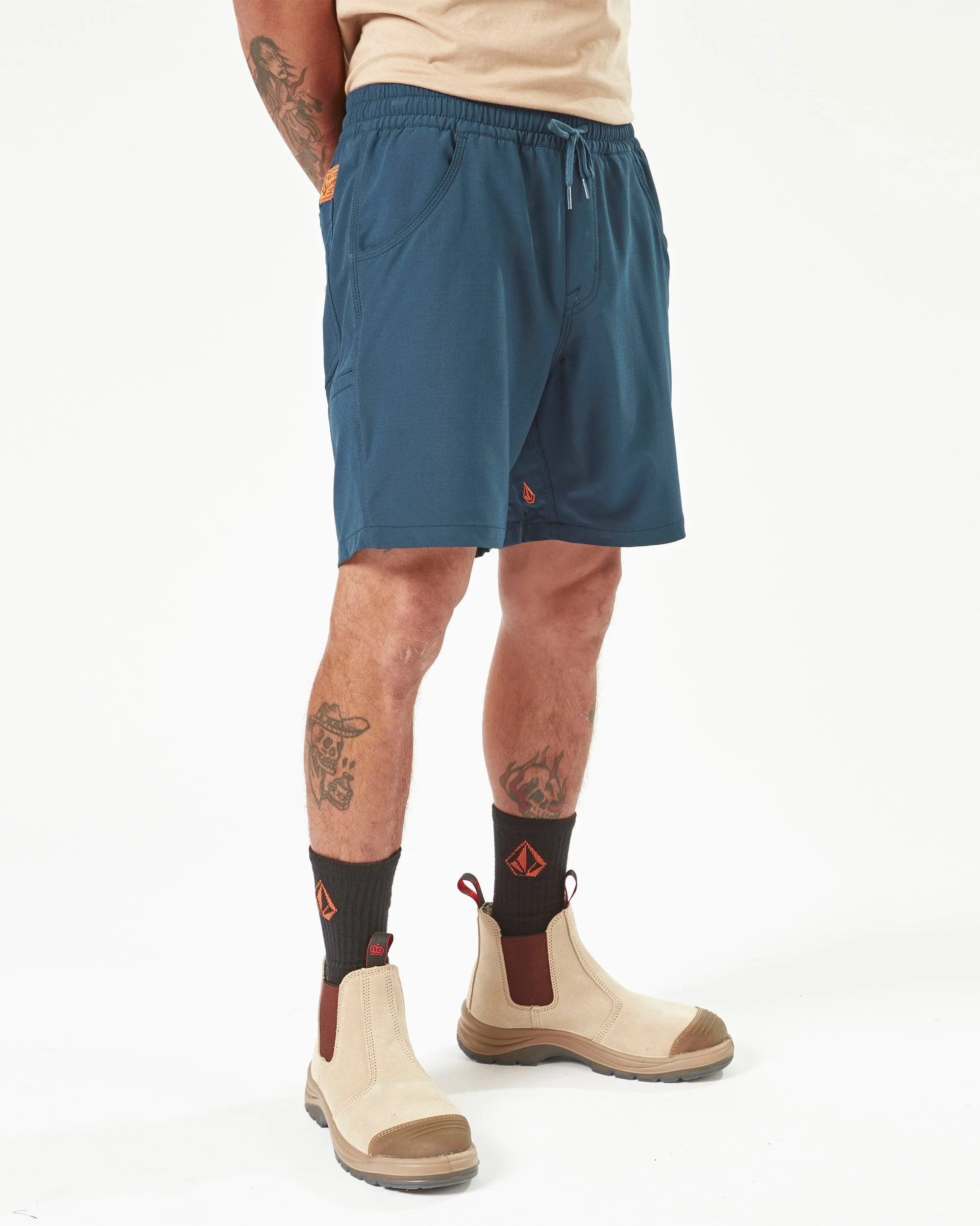 Volcom Workwear Slab Elastic Waist Hybrid Shorts - Navy