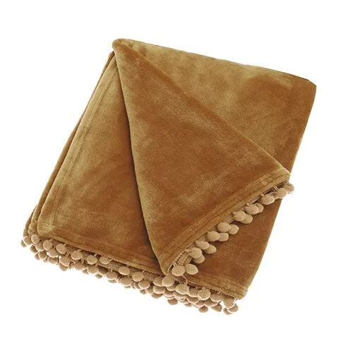 Walton & Co Cashmere Touch Fleece Throw Caramel