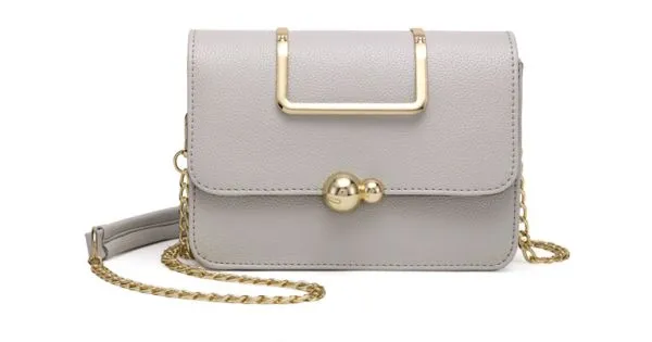 White Gold Ball Metal Snap Box Cross Body Bag Handbag Purse