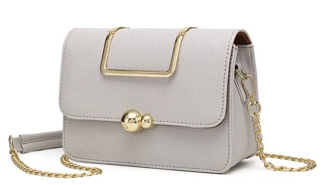 White Gold Ball Metal Snap Box Cross Body Bag Handbag Purse