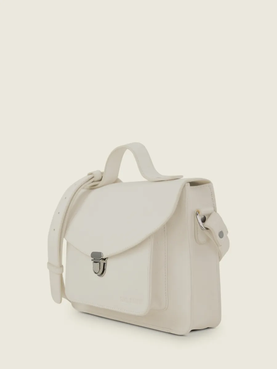 White Leather Cross-Body Bag for Women - Mademoiselle George Pastel Chalk | PAUL MARIUS