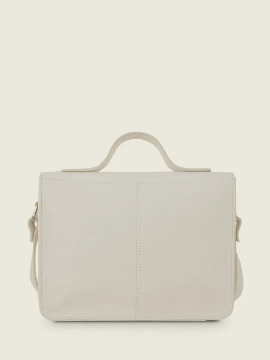 White Leather Cross-Body Bag for Women - Mademoiselle George Pastel Chalk | PAUL MARIUS