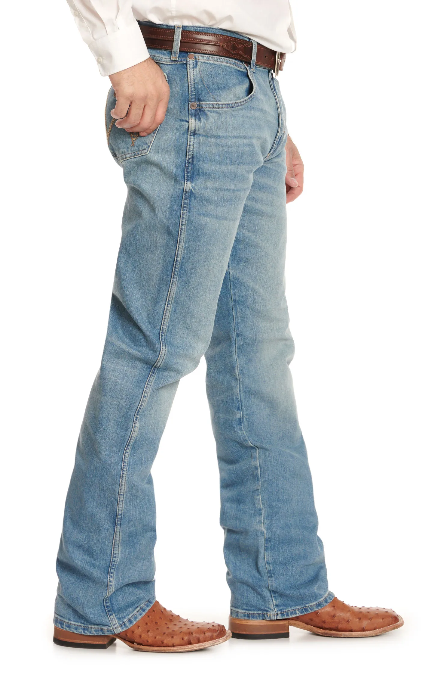 Wrangler Retro Men's Flintlock 77 Light-Medium Wash Slim Fit Boot Cut Jean - Big & Tall Sizes