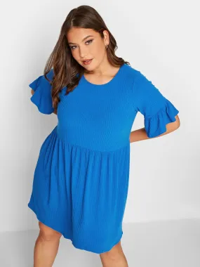 Yours Rib Frill Sleeve Tunic Blue