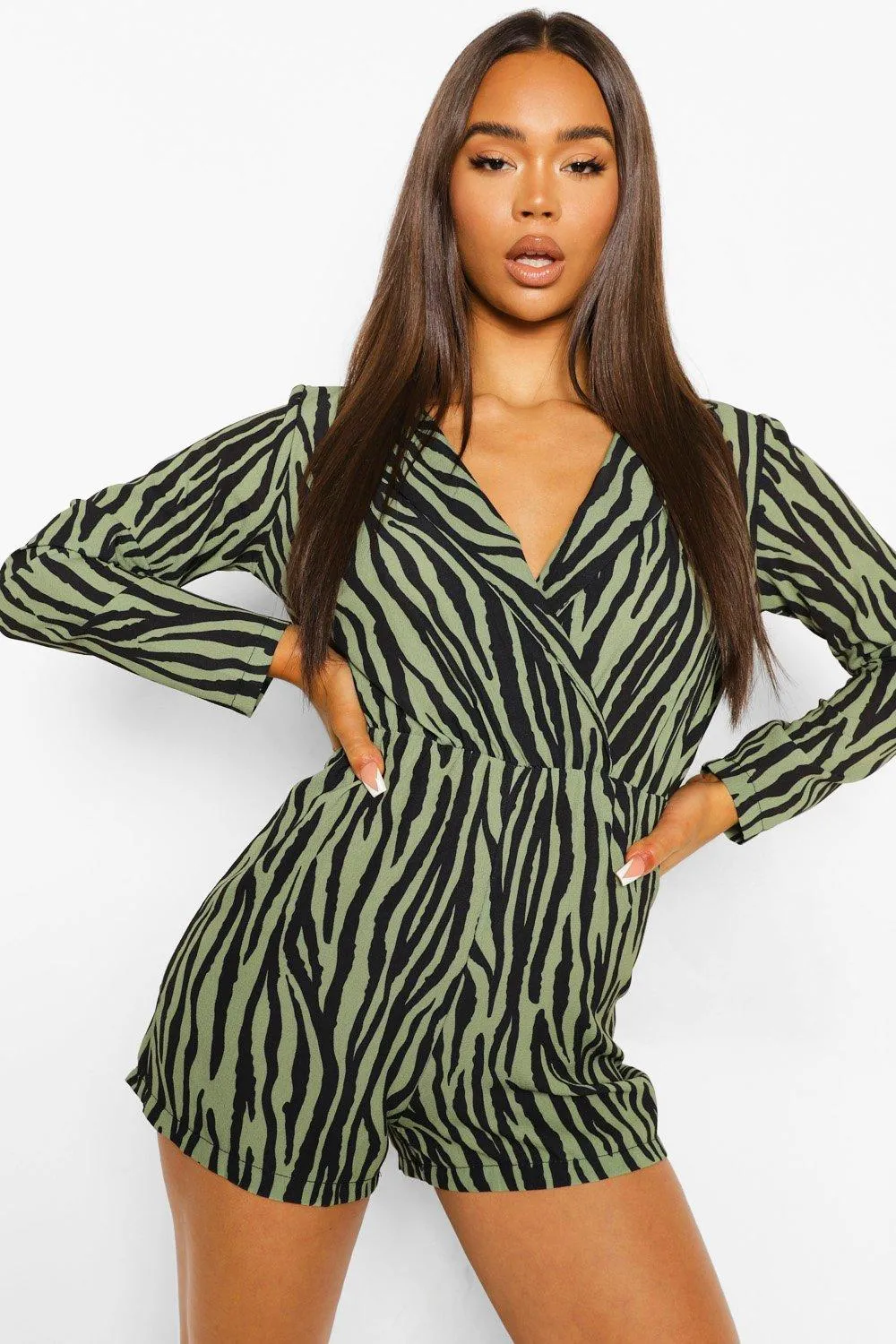 Zebra Print Frill Hem Romper