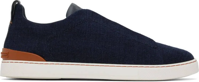 ZEGNA Navy Triple Stitch Sneakers