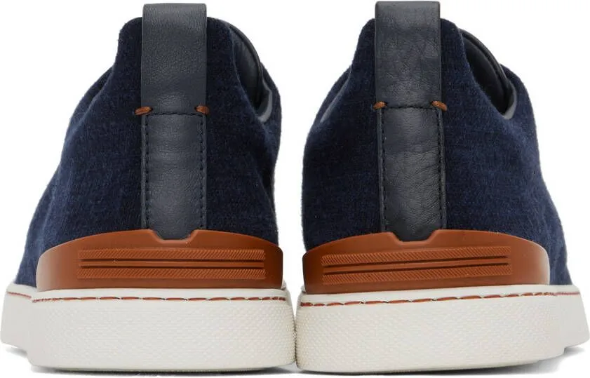 ZEGNA Navy Triple Stitch Sneakers