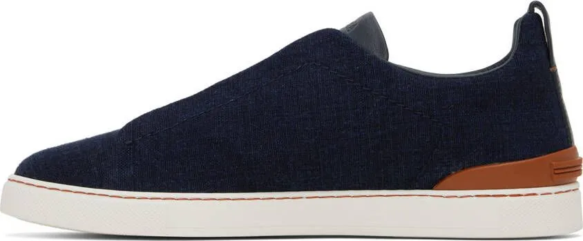 ZEGNA Navy Triple Stitch Sneakers