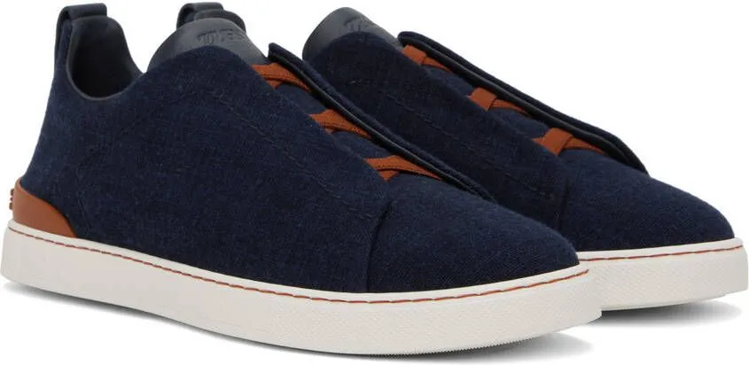 ZEGNA Navy Triple Stitch Sneakers