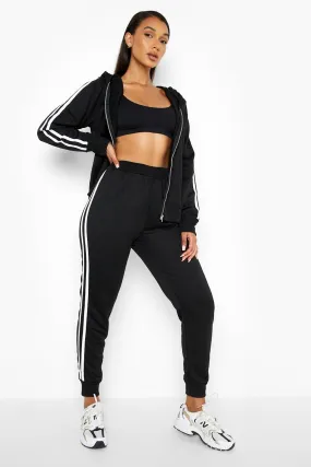 Zip Sports Stripe Joggers Tracksuit Set