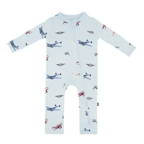 Zippered Romper in Vintage Planes